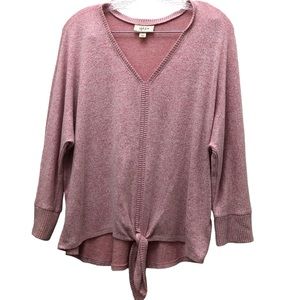 Style & Co V-Neck Long Sleeve Tie-Front Sweater Women's Size M Pink